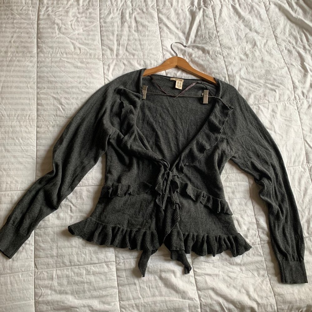 DKNY Jeans Ruffle Open-Front Cardigan
